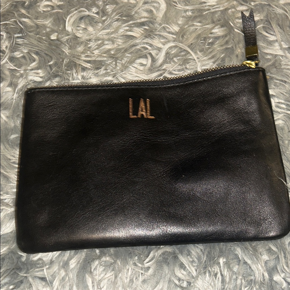 Madewell Leather Monogramed Clutch Lal